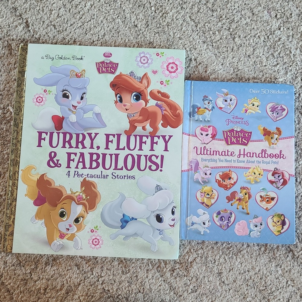 Disney Princess Palace Pets Book Lot Big Golden Book and Ultimate Handbook